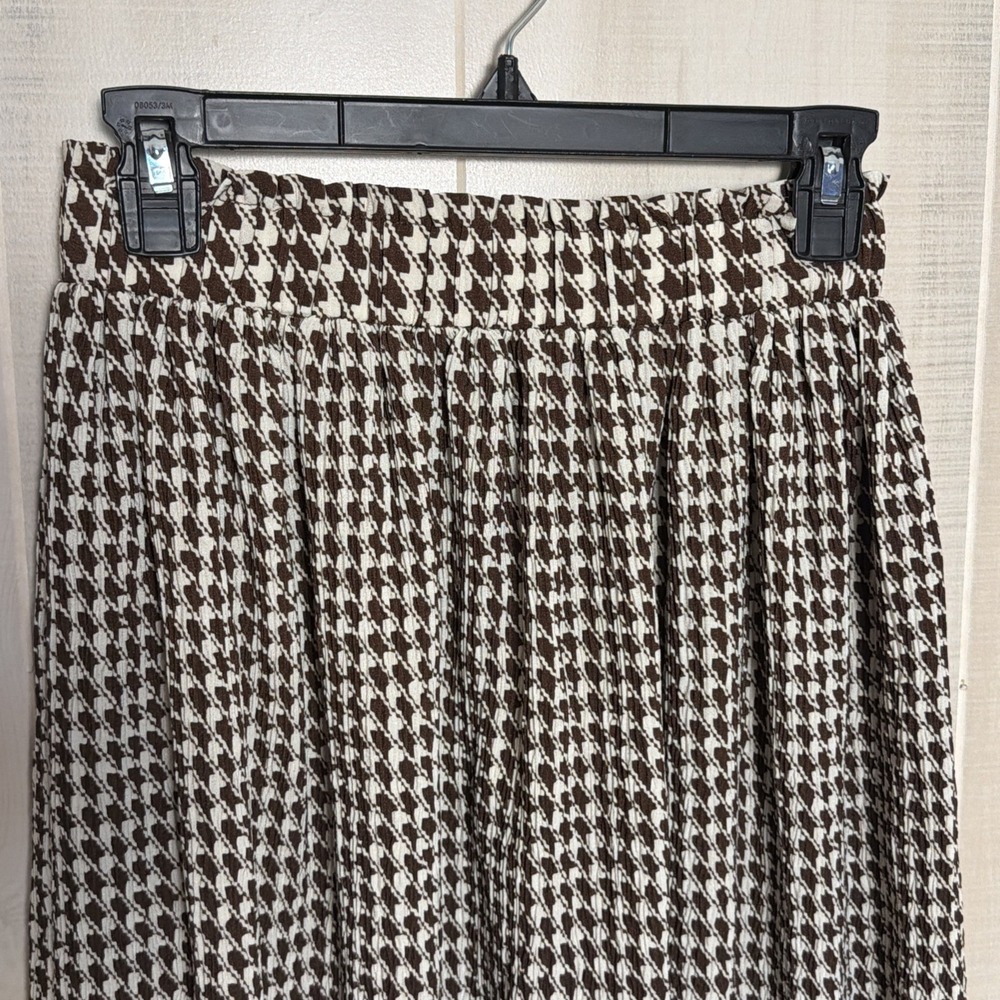 New In Full Length Skirt Houndstooth Chocolate Size S - Picture 3 of 4